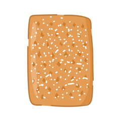 A flat illustration of bread, resembling a rustic bun or artisan roll. The bread has a golden brown crust with visible texture and flour sprinkles, making it look freshly baked and appetizing