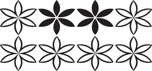 Black floral pattern on white background symmetrical