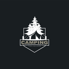 Camping tent logo Outdoor adventure vintage design emblem vector illustration