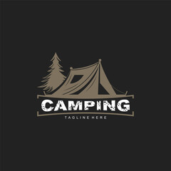 Camping tent logo Outdoor adventure vintage design emblem vector illustration