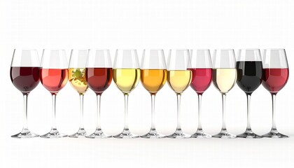 a 3D render of wine tasting, positioned right, isolated white background