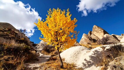 Colorful autumn tree in a valley