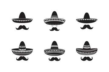 sombrero and mustache silhouette icon