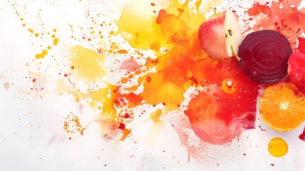Vibrant fruit splash with colorful pigment powder
