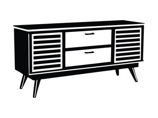 Mid-Century Modern Sideboard with Louvered Doors