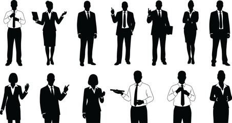 Business people silhouettes vector illustration for professional corporate team design asset