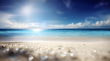 Sunny beach scene with sparkling sand.