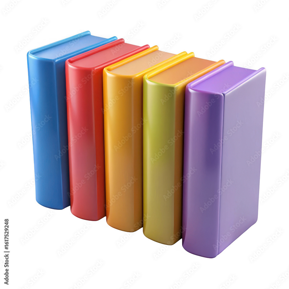 Poster 3d stack of colorful books isolated on transparent background