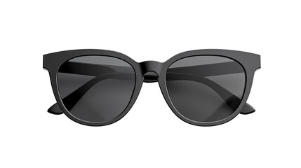A pair of black sunglasses isolated against a transparent background