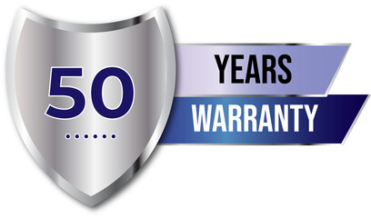 Minimalist years warranty shield label icon badge design. blue and silver color. Guarantee, quality assurance, protection. warranty badge sign insignia symbol with stars on transparent background