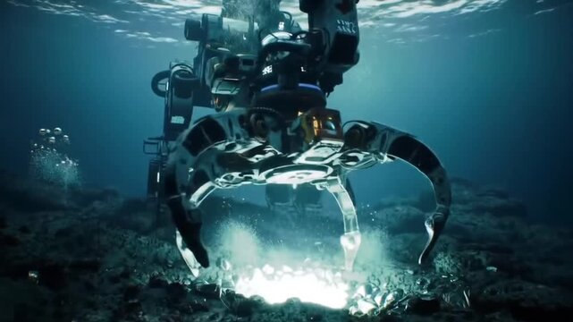 Underwater robotic claw excavates seabed minerals