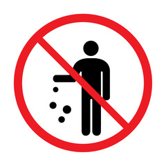 Do not litter, keep it clean, prohibition sign icon vector for graphic design, logo, web site, social media, mobile app, ui illustration