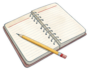 Open notebook with pencil ready for writing