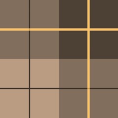 A geometric design features a grid of squares in shades of brown, intersected by lighter lines. The pattern creates a plaid-like effect with a harmonious color palette.