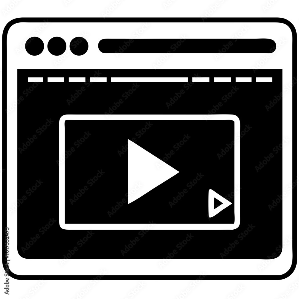 Poster video player window interface design in modern style