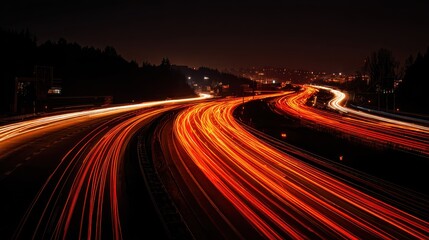 A long exposure of a highway with light trails