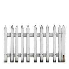 White picket fence isolated on transparent background