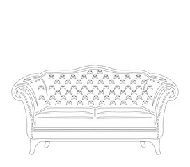 Regal Tufted Sofa Line Art