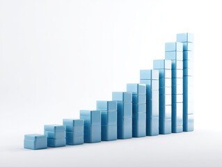 abstract rising bar line chart with blue colors white background representing business growth data analysis 3d rendering