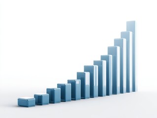 abstract rising bar line chart with blue colors white background representing business growth data analysis 3d rendering