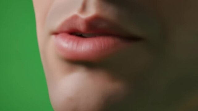 Close-up:  Dynamic Mouth Animation, Realistic Teeth & Lips, Green Screen