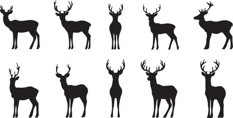 Silhouette Deer Antlers Collection: Black Stag Wildlife Art