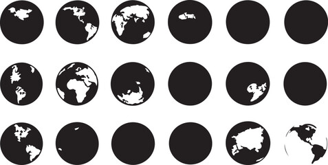 Black and White Earth Globe Rotation Sequence: Vector Illustration