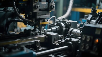 Fototapeta premium Industrial Machinery in Operation: Precision Engineering at Work