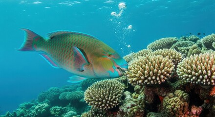 Obraz premium Tropical fish swimming over coral reef