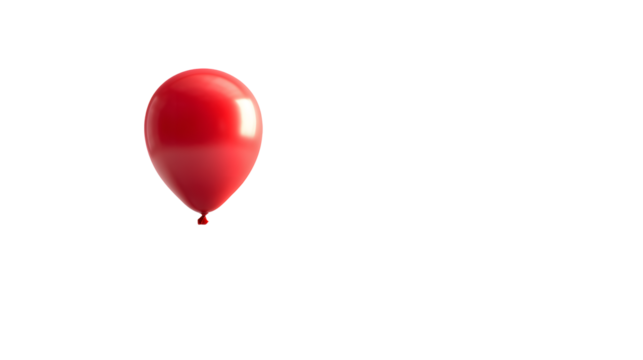 A single red balloon floating against a transparent background