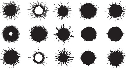 Black Ink Blotches with Spiky Edges: Abstract Grunge Design