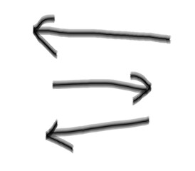 Fototapeta premium Three Black and White Horizontal Arrows Different Directions