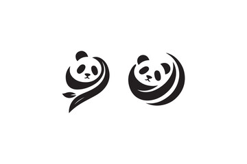 panda bear isolated on white logo design © Creative Art