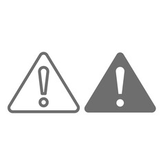 Triangular warning sign with exclamation point. Beware, attention and error massage symbol. Editable line.