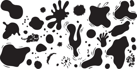 Fototapeta premium Black Ink Splatters and Blotches Vector Set, Abstract Design