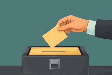 Close-up of a hand placing a vote in a box