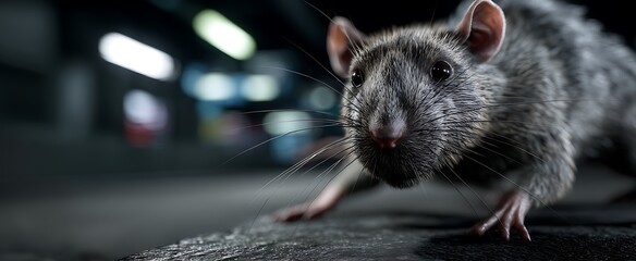 Curious Rat CloseUp A Detailed Portrait in an Urban with Grungy Environment.