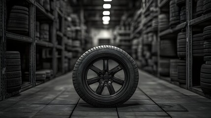 Auto shop filled with new car tires on display