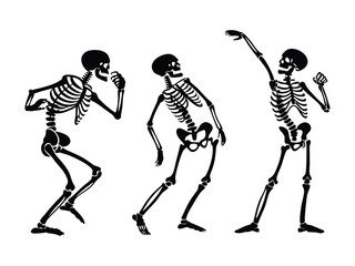 Skeletons with Scythe and Boxing Gloves Silhouette Set