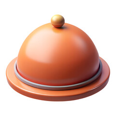 Fototapeta premium A shiny orange food cloche sits on a plate isolated on white isolated on transparent background