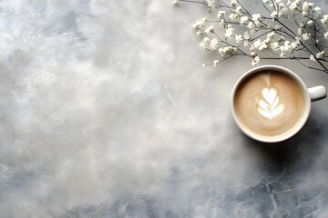 Flat lay coffee scene with artistic composition