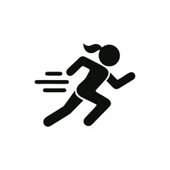 Speedy Female Athlete Silhouette in Motion A Dynamic Symbol of Fitness and Swiftness on a White Backdrop