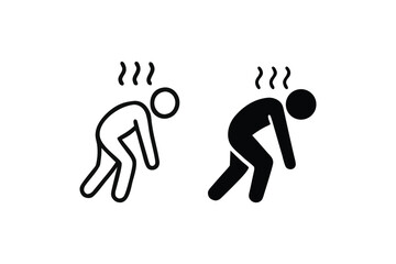 Heat Exhaustion Pictograms Illustrating the Effects of Overheating and Dehydration on a Hot and Overworked Individual