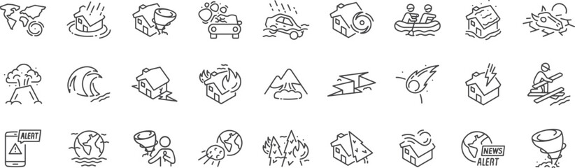 Vehicle and Transportation Crash Icons – Accident, Collision, Crash, Emergency, Car, Damage, Impact, Alert, Speed