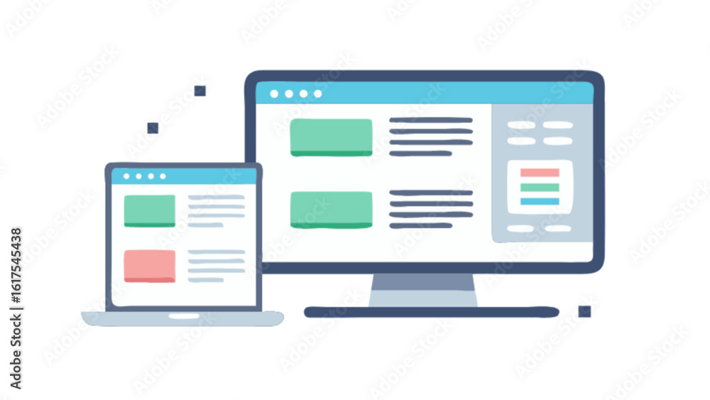 Wall mural website design development responsive layout concept for desktop and laptop digital devices interfac