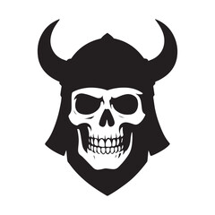 Viking Skull with Horned Helmet - Norse Warrior