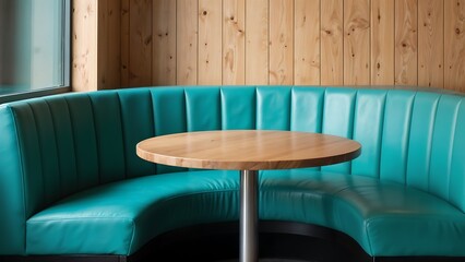 Booth with Table Near Wood Wall