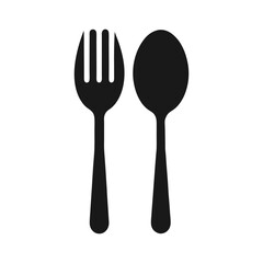 spoon and fork silhouette on white background
