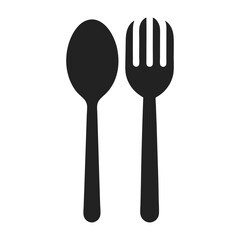 spoon and fork silhouette on white background