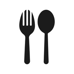 spoon and fork silhouette on white background